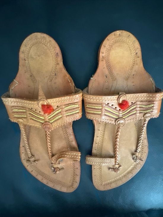 Mens Jesus sandal kolhapuri BOHO leather flat jutti KM39 chappal US size 9 main image 5